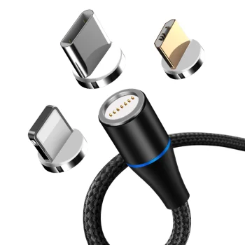 Maxlife MXUC-03 Magnetic Cable 3-in-1 USB to Lightning / USB-C / microUSB 1m 3A, Black