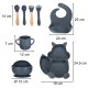 Set of silicone children\'s dishes 9 elements, gray