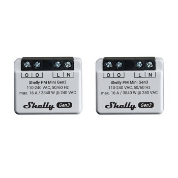 Smart Energy Meter Shelly PM Mini Gen3 16A WiFi/Bluetooth 2-Pack