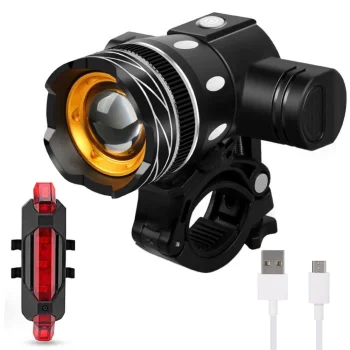 Bicycle Light Set Front and Rear CREE XM-L T6 LED USB Rechargeable
