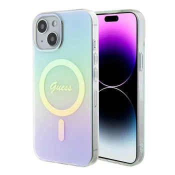 Apple iPhone 15 6.1'' Guess IML Iridescent MagSafe Case Cover (GUHMP15SHITSQ), Turquoise