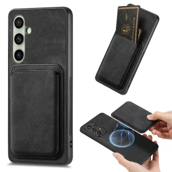 Samsung Galaxy A56 5G Faux Leather Case with MagSafe Card Holder - Black