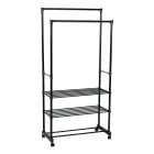 Metal Garment Rack with 3 Shelves for Clothes and Shoes