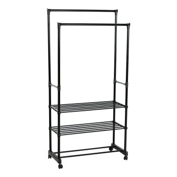 Metal Garment Rack with 3 Shelves for Clothes and Shoes