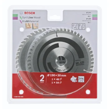 Bosch Circular Saw Blade Set Optiline Wood and Multi Material, 190 mm, 2 pcs