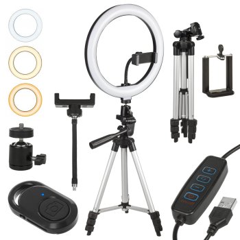 Maclean MCE610 LED Ring Light with Tripod, 10", 12W, Bluetooth