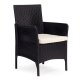 MultiGarden Garden Bistro Set, 2 Armchairs and Table with Tempered Glass, Black
