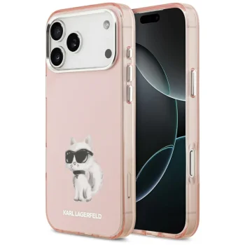 Karl Lagerfeld IML Aquarelle Choupette & Logo MagSafe Case for iPhone 17 Pro, Pink