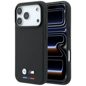 BMW M Quadrille Kevlar Tricolor & Metal Logo MagSafe Case for iPhone 17/18 Pro Max Black