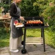 Large Charcoal Garden Grill with Shelves and Wheels, Black