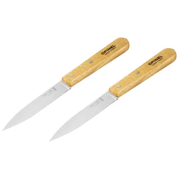 Opinel No. 112 Paring Knife Set, 2 Pieces, Natural Beechwood
