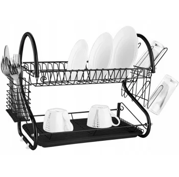 2-Tier Dish Drying Rack, Black