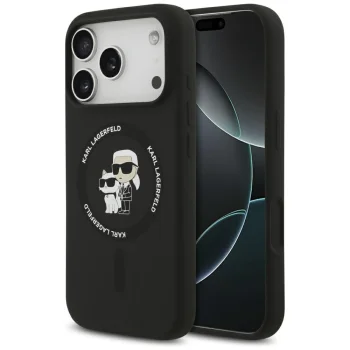 Karl Lagerfeld iPhone 17 Pro Case Silicone Karl & Choupette Ring MagSafe, Black
