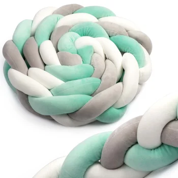 Ricokids 2m Crib Bumper, Mint/Grey