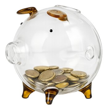 Small Glass Piggy Bank for Coins and Bills, Clear Money Saving Jar for Adults & Kids