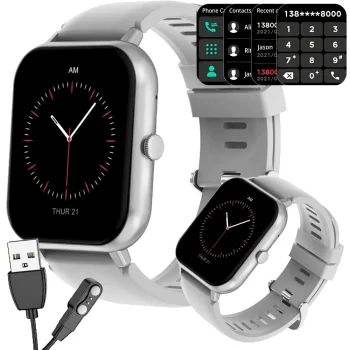Smartwatch with Silicone Strap, Bluetooth Calls and Sports Modes, Grey