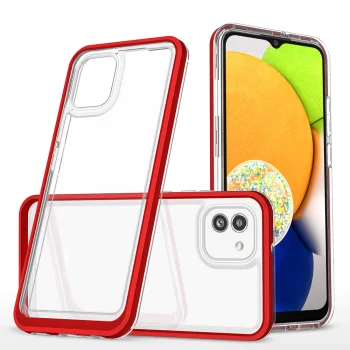 Clear Case for Samsung Galaxy A03 Hybrid Armor Clear 3in1, Red Frame