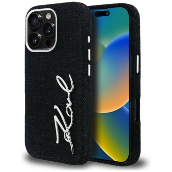 Karl Lagerfeld Signature Denim Case for iPhone 16 Pro Max, Black
