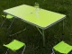 Folding Camping Table Set with 4 Chairs, 120x60 cm, Green