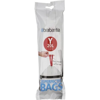 Brabantia PerfectFit Bin Liners Type Y, 20 L, 20 Bags, White