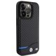 BMW iPhone 15 Pro Case Leather Carbon, Black