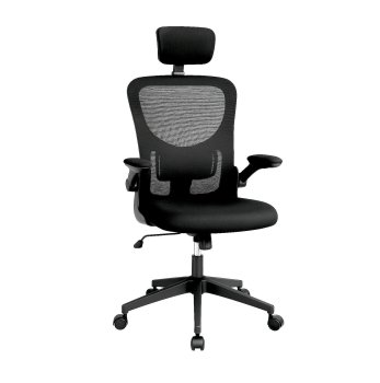 Ergonomic Swivel Office Chair with Adjustable Headrest and Armrests, Black