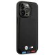 Чехол BMW для iPhone 14 Pro Leather Stamp Tricolor MagSafe, черный