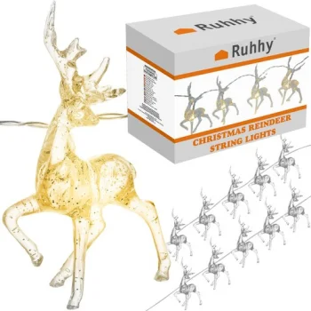 Ruhhy 00024955 LED Christmas String Lights Reindeer, 10 pcs, Warm White