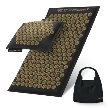 4FIZJO ECO Acupressure Mat with Pillow Set, Black and Gold