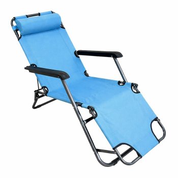 Adjustable Folding Beach and Garden Lounger Chair, Light Blue