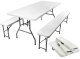 Folding Garden Picnic Household Table + 2 Benches, 180x74x74 cm, White