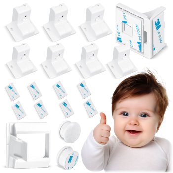 Ricokids Magnetic Cabinet Safety Locks for Children, 8 Pcs, White