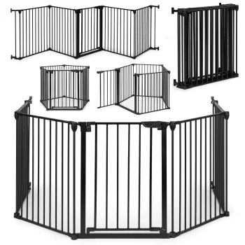 Ecotoys Metal Safety Gate for Children and Pets, 5 Panels, 60 cm, Black