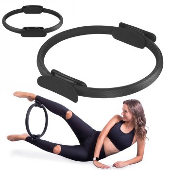 4FIZJO Pilates Fitness Ring Circle, Yoga Wheel Hoop - 38cm, Black