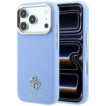 Guess Saffiano Small 4G & Classic Logo MagSafe Case for iPhone 18 Pro / 17 Pro, Light Blue