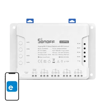 Sonoff 4-Channel Smart Wi-Fi Switch with RF Control & DIN Rail Mount