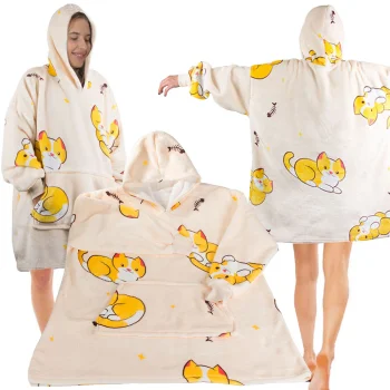 Warm Blanket Hoodie with Hood Cat, Oversize XXL
