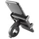 Aluminum bicycle and motorcycle phone holder, adjustable clamp, black
