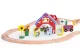 ECOTOYS Wooden Train Set with Battery-Operated Train Farm 53 Pieces