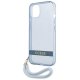 Guess Translucent Strap Case for iPhone 13 with Wrist Strap, Blue