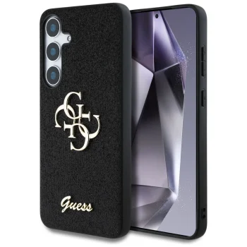 Guess Fixed Glitter Big 4G Metal Logo Case for Samsung Galaxy S25, Black