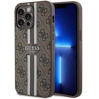 Guess iPhone 15 Pro Max Case 4G Printed Stripes MagSafe, Brown