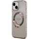 Guess iPhone 15 / 14 / 13 Case IML Flowers Wreath MagSafe, Black