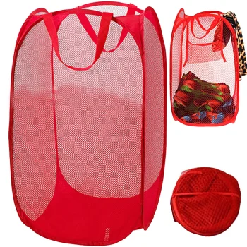 Foldable Laundry and Toy Basket, 40L, Red