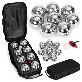 Bocce Ball Set with 8 Steel Boules Petanque Balls and Carrying Case