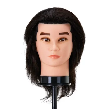 Gabbiano WZ3 Men's Hairdressing Training Head, Natural Hair, 20 cm