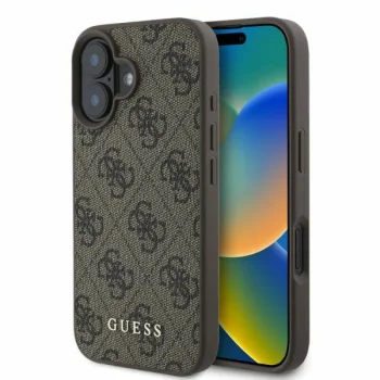 Guess 4G Classic Case for iPhone 16, Brown