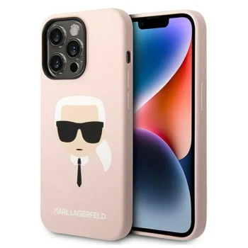 Karl Lagerfeld Silicone Karl Head Case for iPhone 14 Pro Max - Pink