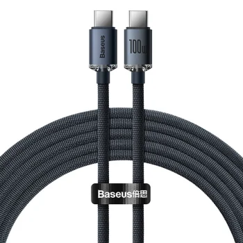 Baseus Crystal Shine USB Type C to USB Type C Data Charging Cable 100W, 2m, Black
