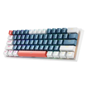 Machenike K500-B61 Wired Mechanical Gaming Keyboard, Brown Switch - Blue and White